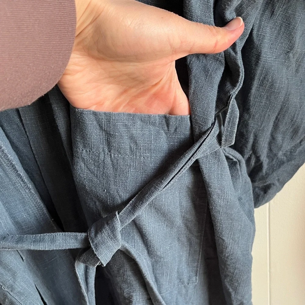 Cedar and Vine Men or Women’s Linen Coastal Quiet Luxury Robe Sz XL - Picture 4 of 6